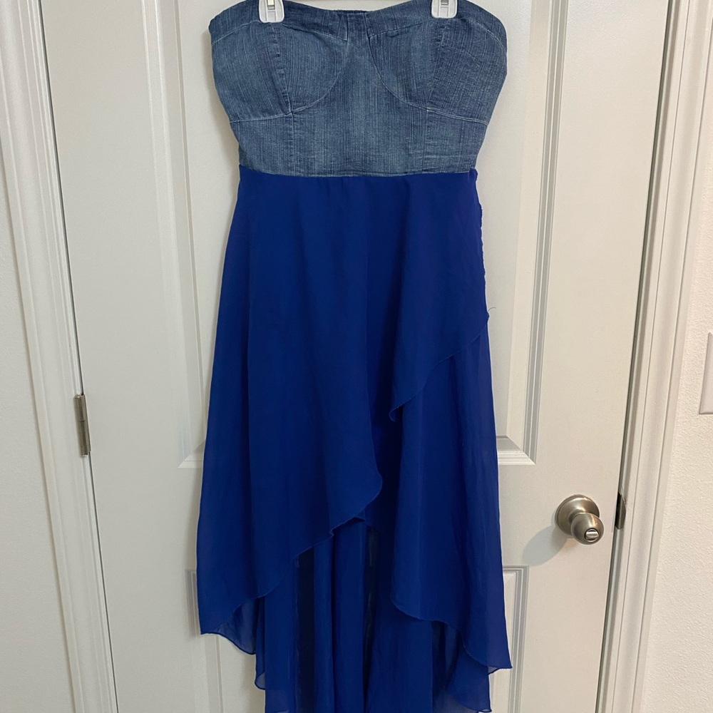 EXOTIK strapless blue demin Dress diez L